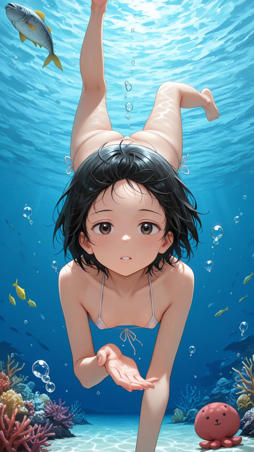 Dominant mommy looking at you from above, playful and horny on the beach, with her arms folded under her breasts, Her pussy is already wet and she&#39;s pressing her foot into your crotch. Her toenails are painted black just like her finger nails and she&#39;s wearing an anklet with shells 