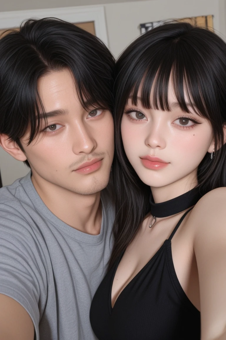 couple of friends, pale, dressed in black