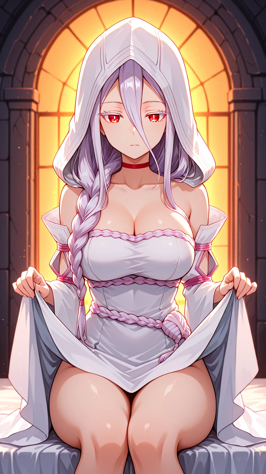 ((masterpiece)), ((best quality)), ((grotesque and splatter)), beautiful girl, curvy, tall, belly button, big breasts, femdom, slaughter, bloody white dress, Blood on the body, Bloody, Blood on the belly button, Blood on the belly, Blood on the breasts, tall, bloody knife, bloody sword, bloody belly, war, fight, kill, Behead, shot from below, POV from fallen enemies, sensual, Blood on the breasts, smile, spattered by much blood, having a big bloody sword, reflecting blood on the whole body, looking down on me, massaging breasts, getting excited sexially, kill everyone, blood splatter, cruel, background with battlefield, cut off head of man, holding a severed head