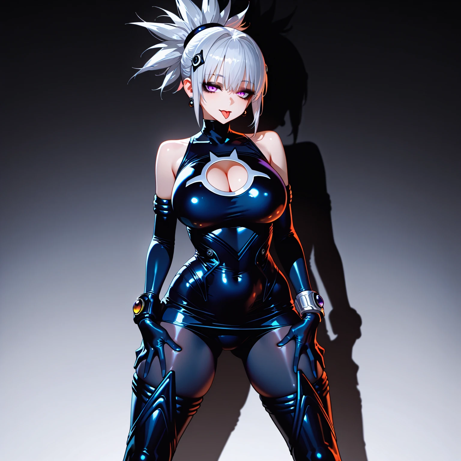 white hair, short cut,1girl,short pants, sneakers, beautiful eye, full body, dancing, looking away, black suit,[realistic], [3d], smile, closed mouth,(8k, RAW photo, best quality, masterpiece:1.2), ultra high res, photo realistic, professional lighting, detailed lighting, professional photography, high quality, high res, extremely detailed, bloom, depth of field, sketch, sharp focus, soft lighting, detailed, detailed skin, to8contrast style