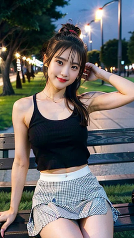 (highest quality、Highest quality、Highest Resolution、masterpiece、detailed、live-action)、
(((White mesh shirt)))、
(((Red mesh skirt)))、
(((Flip up the skirt)))、
(((Her skirt is flipped up)))、
((Showing panties))、
((lace black panties and bra))、
1 Japanese woman、
Cute Japanese Woman、
Beautiful 18 year old Japanese woman、
Slender figure、
Small breasts、
ponytail、
The girl is facing the photographer、
smile、
whole body、
Standing posture、
Strong winds、
The banks of the Seine at night、