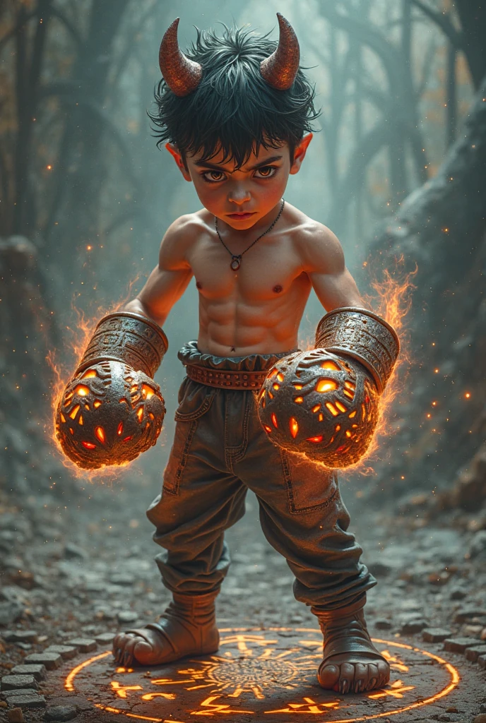 A targaryen teenager boy with 12 years bald and purple eyes, Winterfell burning scenary, snow, shirtless, blood crying, flame burning body aura, medieval style, three big dragon eggs on the hands