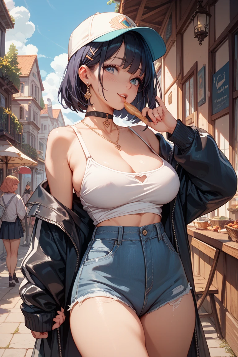 masterpiece, yor, 1girl, Amazing Cleavage:1.3, thin waist, big ass, Raised sexy, medium breast: 1.8 posed cleavage:1.2、solo, looking at viewer, open mouth, have a cup of coffee,black hair, red eyes, dress, bare shoulders, jewelry, collarbone, sidelocks, hairband, earrings, indoors, off shoulder, :o, sweater, arms behind back, plant, short hair with long locks, white hairband, off-shoulder dress, sweater dress, off-shoulder sweater, red sweater, big side hair, very long side hair,is rendered in (masterpiece: 1.2, best quality), with (ultra high resolution) and an exquisite (depth of field). This masterpiece is not only visually stunning but also tells, make of cake cooking ,in the kitchen