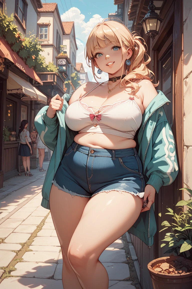 (Super Pochaco), chubby, thick thighs, large breasts