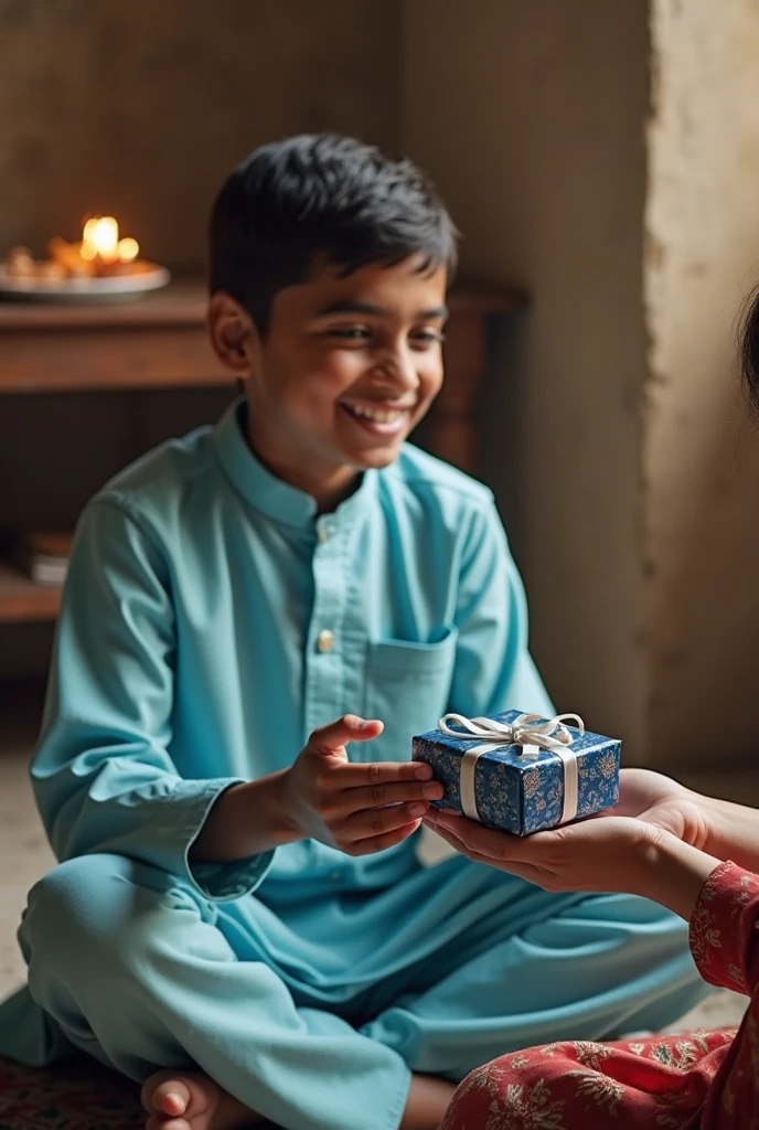Muslim hijab girl celebrate rakshabandhan to tying rakhi on her muslim brother hand 