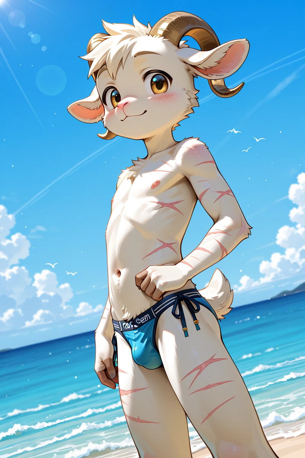 hairy girl, young, dog, Brown spiky hair, Short pointed ponytail, Yellow Eyes, Small breasts, Detailed body fur, , masterpiece, Anime Style, Two-tone body fur, brown body fur, clear brown body fur, dog， tail, Detailed face, Thick eyebrows, Fine grain, Detailed body,  Beach, sunny, Fine hand, Shining Body, Shiny body,  Embarrassed face,  :3, foot hits three toes,Completely naked，Completely nakedのまま，Naked，Lift both legs up，Please turn your crotch towards me，Pussy，おPussy，Pussy line，Embarrassed expression，humiliation，Seen by everyone，Voyeurism，
