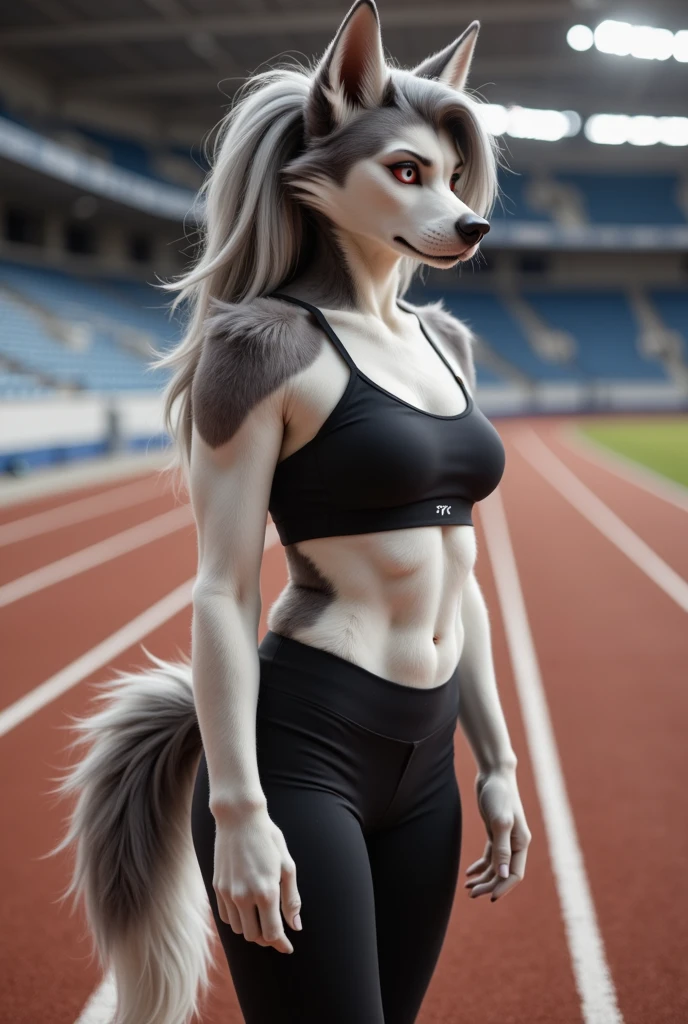 hamster furry woman, sport bra,