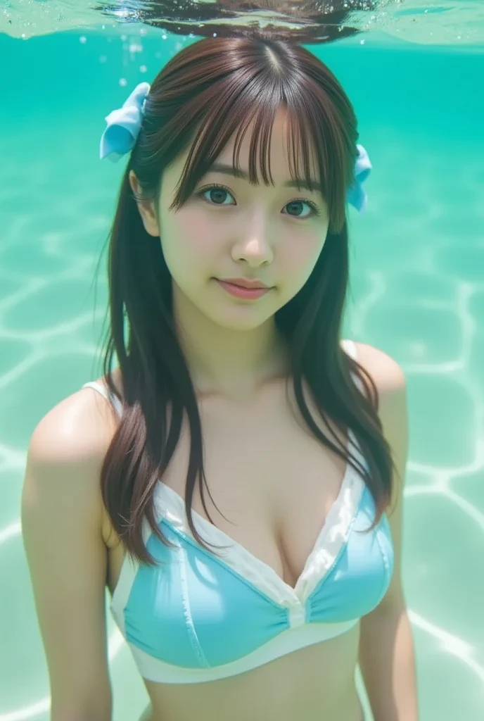 (32k,High detail,High ResolutionHigh Resolution,Attention to detail,Esbian all over,女の子1people:1.3),(Photorealistic:1.2), (Highest quality), (Detailed skin:1.3), (Intricate details), Ray Tracing,1peopleの女の子, In detail,real,RAW Photos & Realistic atmosphere,Mouth details,Glossy lips,Fine eyebrows,Soft white skin that shines in every detail,Detailed drawn eyes、eyes are yellow,Very beautiful eyes,Detailed lips、Very beautiful face,Very well-formed face、A vivid face,Beautiful, shining lips, Very beautiful school girl, Japanese Ido,,Japanese models,Japanese Idols, Kids models from around the world, cute15 year old girl,Blushing,信じられないほどcute18Year-old female student,(きらめく光と幻想的な透き通った水の中でのダイナミックなSexyポーズ,Swim dynamically underwater,cute 18Year-old female student swims like a mermaid in the water:1.6),(Looking into the camera,Movie Scenes:1.3),(discreet well-shaped breasts,Immature body,Watery eyes,A kind smile:1.2),(Clean and sexy1Beautiful girl 8 years old,From below,Be curious,From below撮影,From belowの広角撮影,Beautiful blonde hair spreads in the water,Sexy16 year old girl1people,Wet hair,The whole body is moisturized,Red uniform,Micro Mini Skirt,Light blue lace underwear,Bathing,ベビーフェイスのSexy女の子,Sexy雰囲気,Mid-chest, Girl's hair floating on water Girl's hair floating on water:1.5)