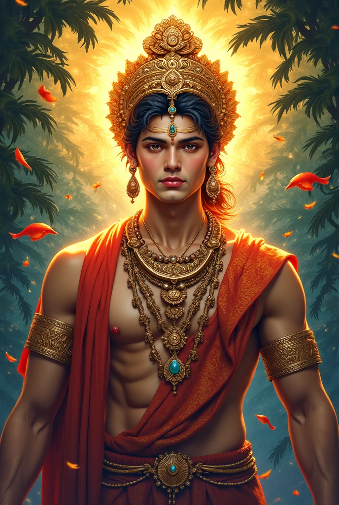 Krishna poster in vintage background