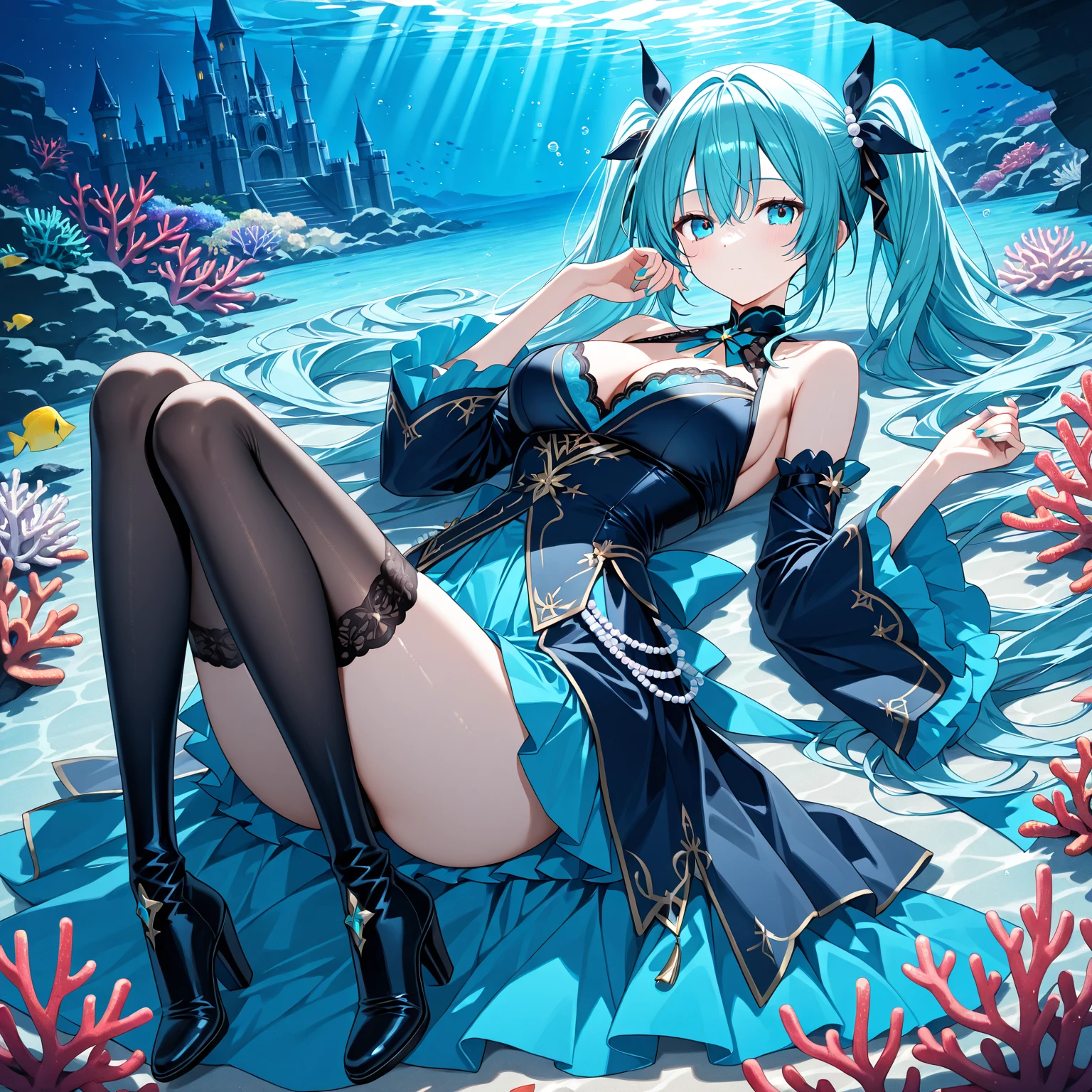 Futuristic beautiful girl aquarium Whale shark