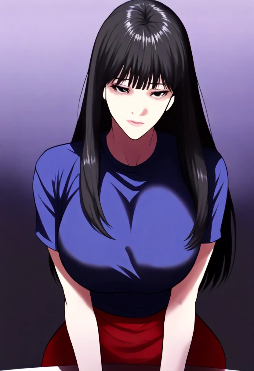 ((best quality)), ((masterpiece)), (detailled), perfect face((best quality)), ((masterpiece)), (detailled), perfect face(best quality)), ((masterpiece)), (detailled), perfect face(best quality)), ((masterpiece)), (detailled), perfect face,stunning realistic, photorealistic, Photorealism, 1 girl,hyuga Hinata, purple eyes, black hair, big , white tanktop, skinny jeans, arms behind back