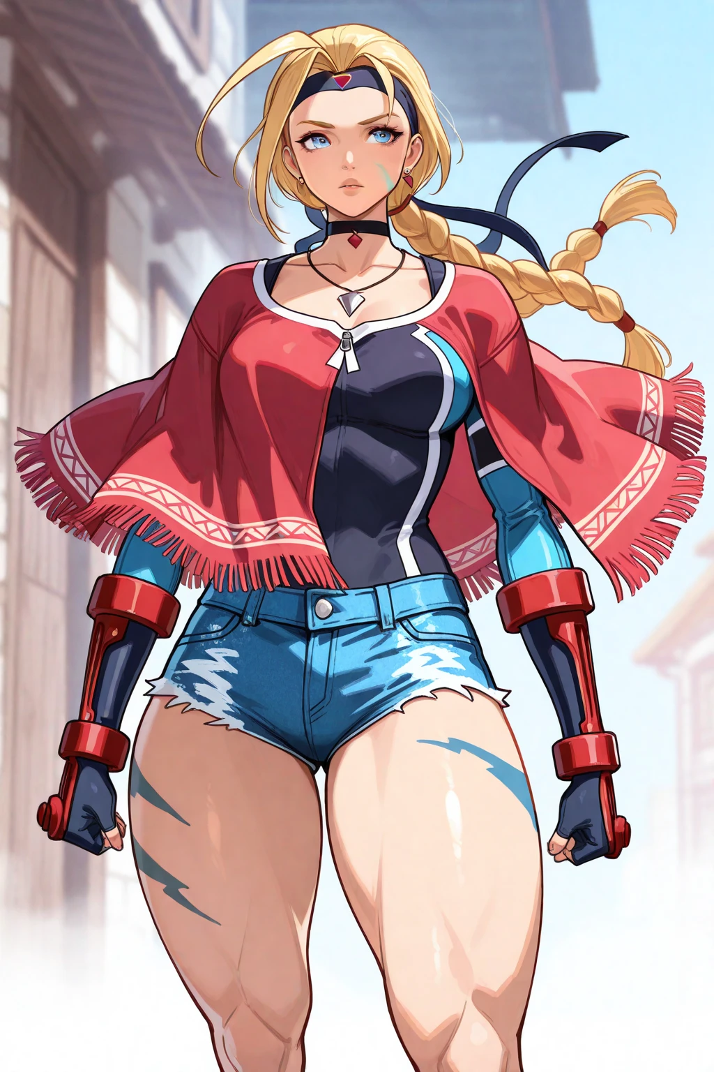 (absurdres, 8k, 4k, masterpiece, hyper extreme detailed:1.2), solo, 1girl, side view, perfect face, 1girl, portrait, looking at viewer, solo, standing, Female, toned body, mature female, large breasts, america, american, friendly, hero, heroic, kind, brave, american flag, patriot, patriotic, blonde, messy hair, long hair, blue eyes, smile, jean shorts, ponytail, wide eyes, baseball cap, perfect ???????, messy hair, hair covering forehead, swept bangs, 1girl, solo, Blue sky, red, white. blue, shorts, messy hair, perfect ???????, blonde hair, wide smile, happy shorts, american bikini, america bikini messy hair, bound, bondage, (arms behind back:1.4), bdsm, shorts, t-shirt, messy hair, short, large bust, angry, large breasts, big breasts, forward view, shibari, bondage, bdsm, rope, half body,
