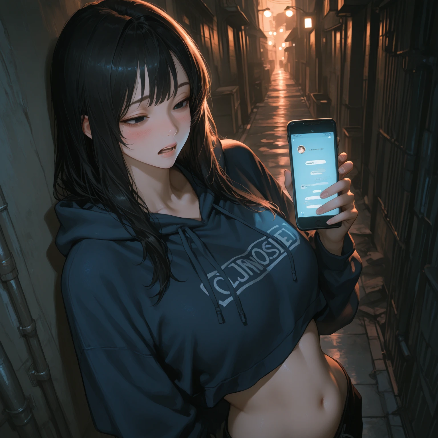 (masterpiece,best quality),ttsmartphone,1girl, cellphone picture,clothing cutout, nude,<lora:tt_smartphone-000012:1>,<lora:Cyberworld_20230622141420:0.5>,Cyberworld,cyberpunk, punk,samurai jacket \(cyberpunk\), night,neon lights, neon trim, city,street,