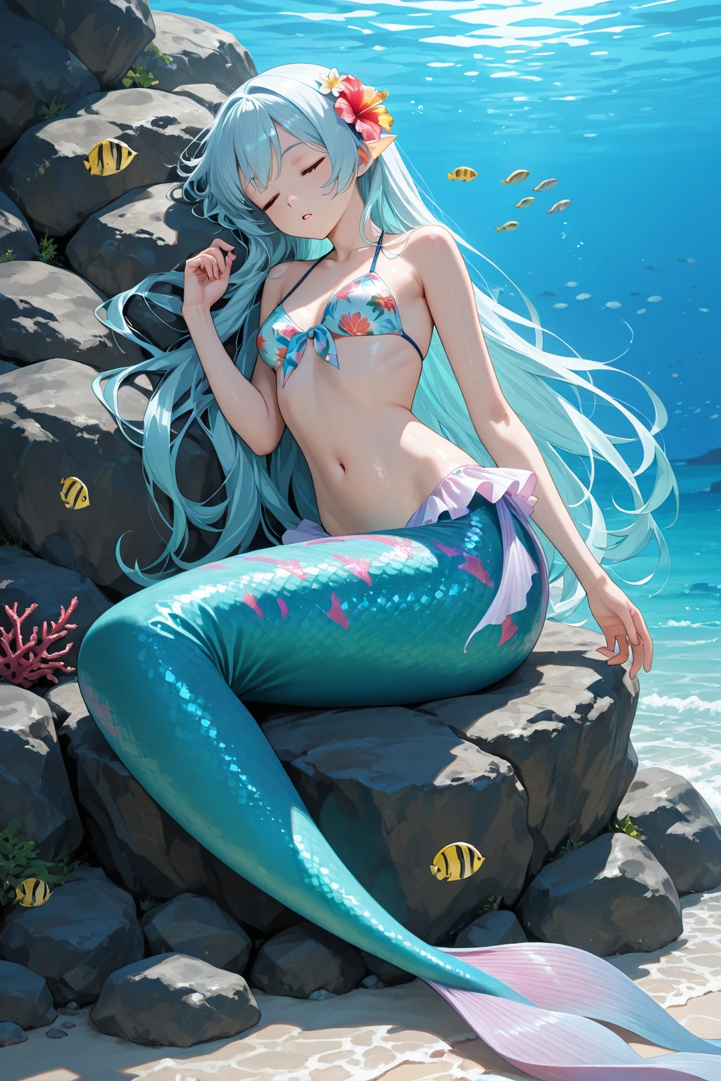 A mermaid again with a human man