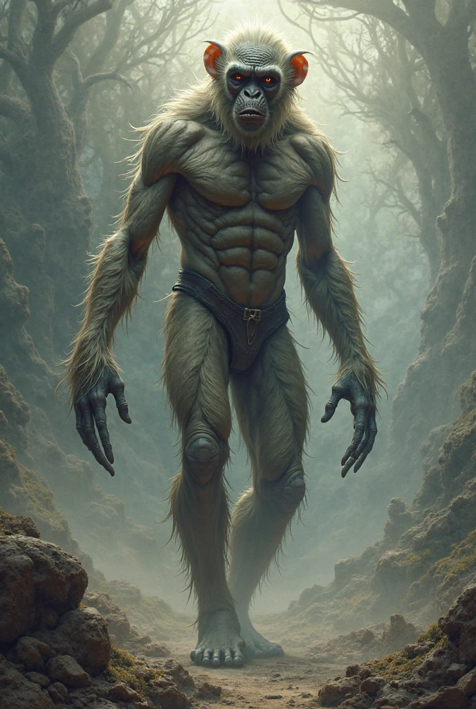 Manbearpig, squatting in a kitchen of an abandoned home, giving the viewer a threatening look, mouth open, fangs exposed,manbearpig, JML2, sink, scenery, indoors, plant, door, tiles, shelf, washing machine, chair, bottle, lamp, mirror, faucet, cabinet, tile floor, laundry, ruined