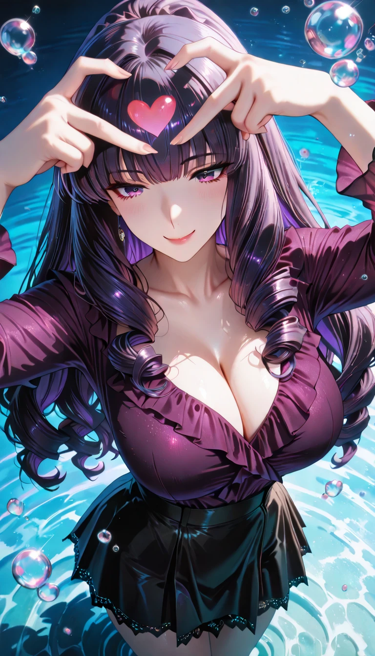 chica anime en una piscina con un gran pecho, Arte detallado del anime digital, seductora chica de anime, [ Arte digital 4K ]!!, Obras de arte al estilo de Guweiz, Arte de anime digital, digital anime illustration, Arte detallado del anime, Marin Kitagawa Fanart, Guweiz, ilustraciones detalladas del anime, escote, con unos pechos grandes, con senos grandes, gotas de agua en los senos, rostro perfecto, tatuaje de leon en el hombro, pelo color rojo oscuro, pecas en el rostro, sonrojada, hermosa y sensual humano del sexo femenino, Neon light spots underwater, orejas de gato coherente