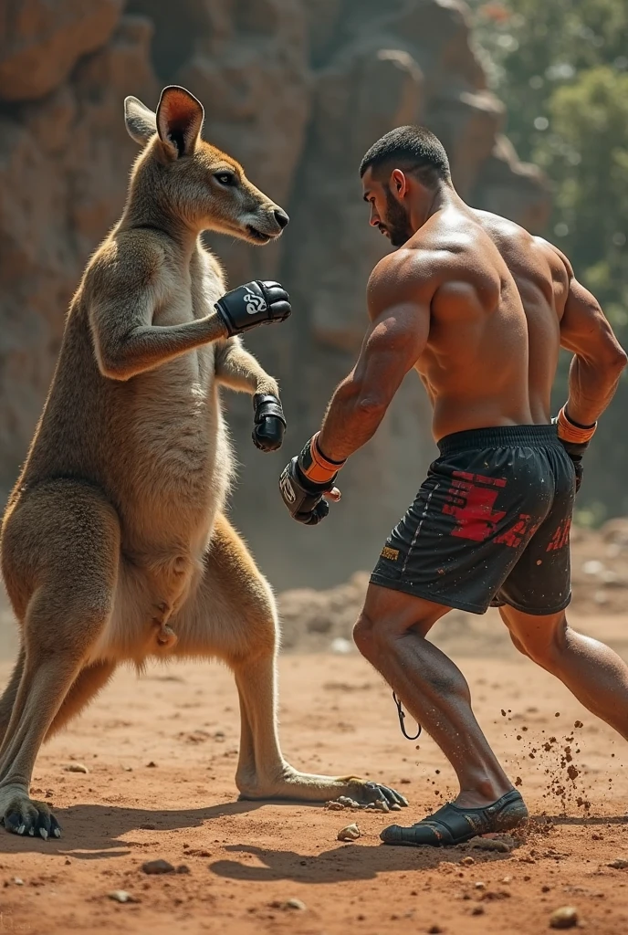 Boxer fighting a kangaroo