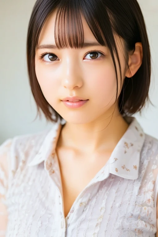 uedareina,One Girl, (beautiful girl, Delicate girl:1.3), (14 years old:1.3),
break, (t shirt costume:1.3),
break, (Sitting in a chair:1.2),
break, Very beautiful eyes, (Symmetrical eyes:1.3),
break, Small breasts, Brown eyes, Parted bangs, Brown Hair, (Upper teeth, The best smile:0.2),
break, (Eye and facial details:1.0),
break, (masterpiece, Highest quality, Very detailed, Detailed face, 8k)