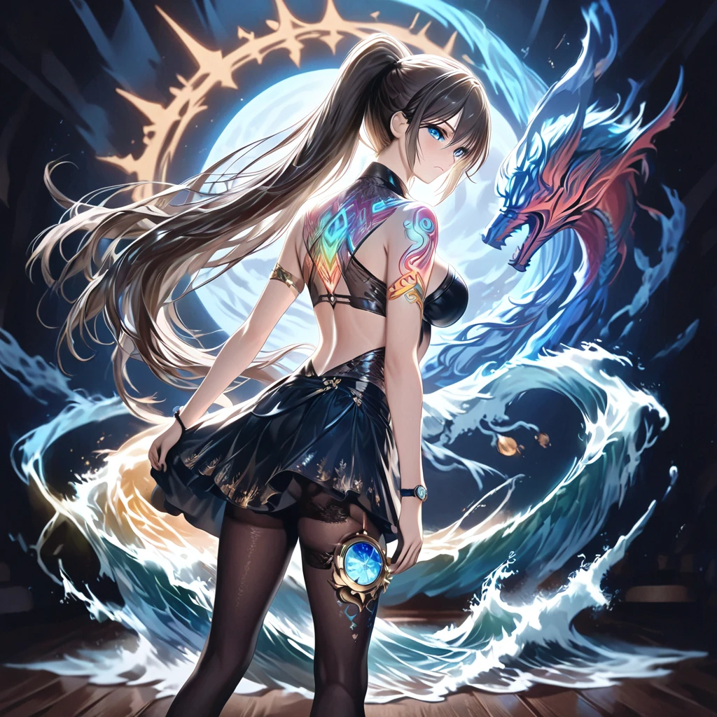 ((masterpiece, best quality)), Epic battlefield atmosphere，Delicate face，whole body，Standing picture，Sci-fi transparent mechanical bikini fish girl,Bikinis are transparent，shining