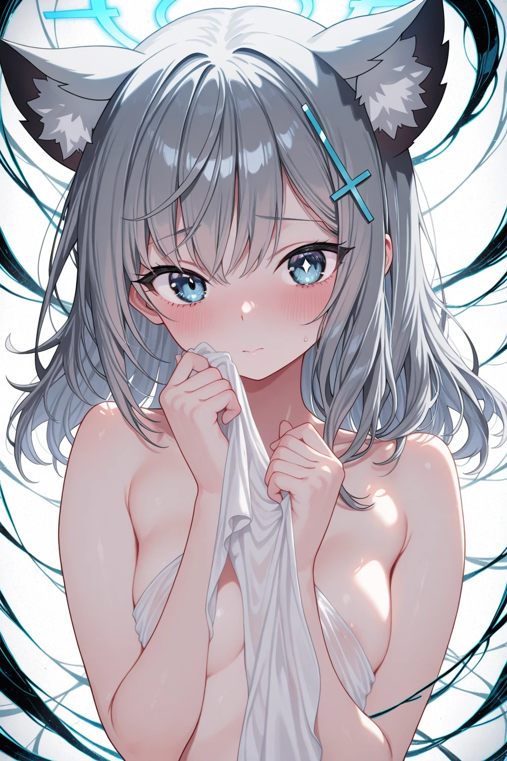 score_9, score_8_up, score_7_up,source_anime, best quality, highres, absurdres, FAVORITE, Hoshizora_no_memoria ,[Ototsu_Yume], White Hair, medium_hair,Red_eye, Red_(string_Hair_Ribbon:2), nude ,NSFW ,Hentai ,cowgirl,legs_spread, (grab_thighs:1.8) , Uncensored, (POV:1.8), lying, open_clothes, orgasm, thigh_focus ,vagina , naked, nude, bare, 1mole on left thigh ,night ,starry star ,in the car ,love ,heart eye ,looking at Viewer , car sex ,