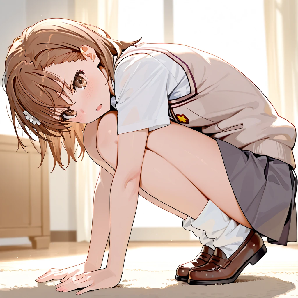 Squatting and spreading legs Ochaco Uraraka Completely naked Ahegao