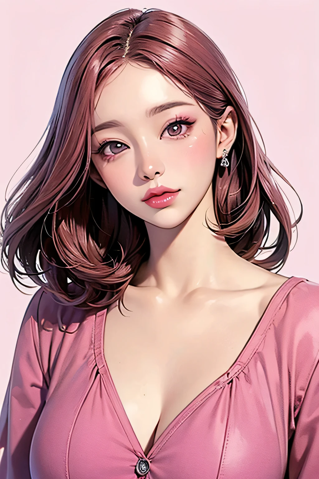 (masterpiece, Highest quality), Beautiful woman, Wavy Hair, Asymmetrical bangs, Intricate lace lingerie, Perfect Face, Beautiful Face, Fascinating, Big beautiful eyes, Huge breasts, smile, Perfect body, Luxury Bedroom, Bright colors, (RISOGRAPH)
