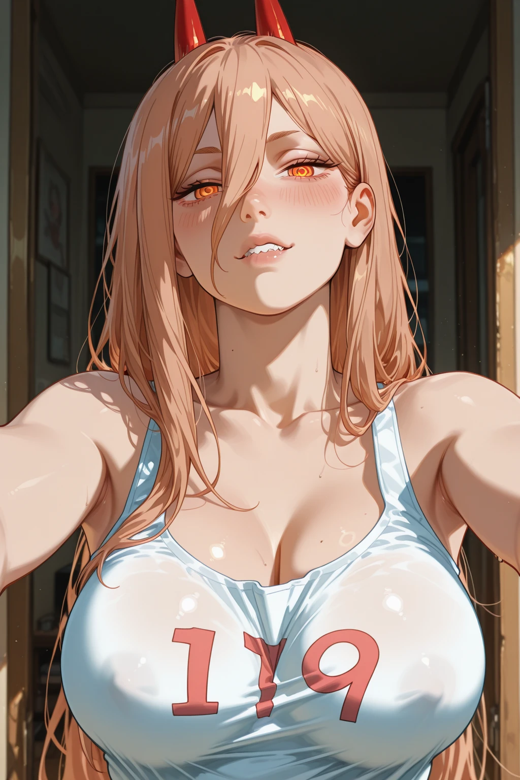 Cinematic lighting、(key light：Front diagonal 45 degrees, fill light、Backlight、shadow、blue and orange color palette), accurate human body、detailed person、Correct five-finger、RAW photo、 4K - ultra-vivid、highest quality, masterpiece, ultra high resolution, (reality: 1.4), 

(((oil skin,sparkling skin、realistic skin texture、detailed beautiful skin、shiny skin、shiny skin)))、


upper body shot, camera angle is low, Depth of the bounds written, Focus on the center, fine eyes, perfect face and eyes、

Convenience store with many products lined up on the shelves、sexy standing pose、((big breasts))、detailed background、detailed writing person、convenience store clerk woman、milf