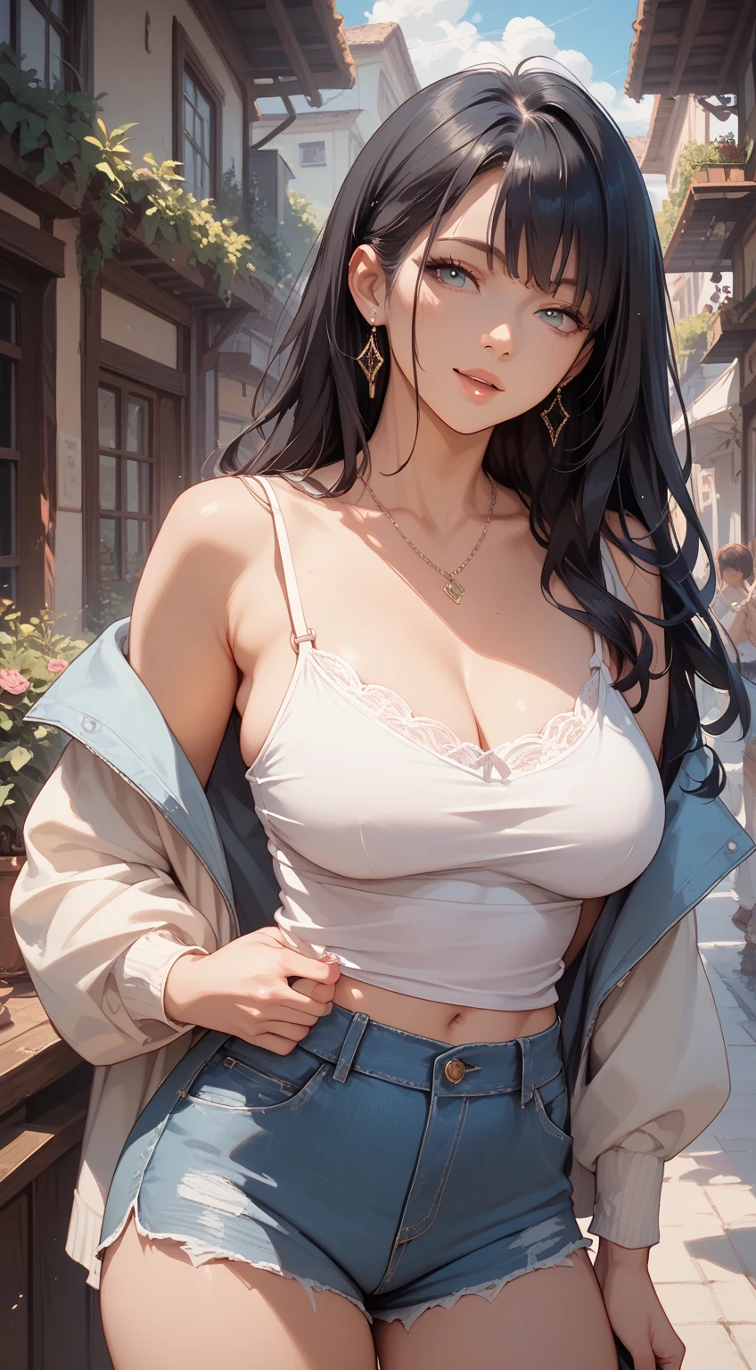 Highest quality, Masterpiece in anime style, (alone:1.1),Lucky Pervert,Sensual, Cute Freckles, Mole under the left eye,Bra with gorgeous details,