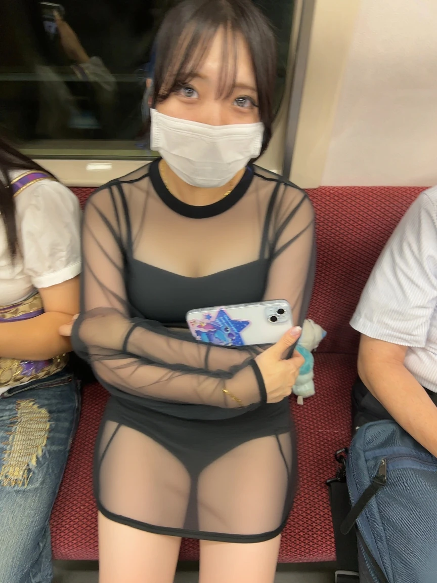 (((trench coat, Show only to viewers))), (tank top), ((black&blue tiny lingerie, delicate lace embroidery, very very see-through lingerie, cameltoe, erect clitoris)), ((black mask)), K-cup bust, huge breasts, early 30s, medium to short hair, (round face, centrifugal face), beautiful forehead, big eyes, brown hair, very cool, ((short stature, infantile build, Chubby)), whole body, ((Embarrassed expression, blushing)), cute face, (High Resolution, Highest Resolution, Ultra Definition, Masterpiece, top quality), (Morning, bright sunlight, commuting, school, crowd), ((downtown area, outdoor)), (Exhibitionist, shameful play), trying to hide your skin, masterpiece, 8k, best quality, (beautiful five fingers), best quality, masterpiece, best quality, (((NSFW))), faint brightnes, (During shameful exposure play, Pussy exposed), super long distance shooting, Squat down, spread legs, (black thick glasses), ((dynamic angle)), crowd