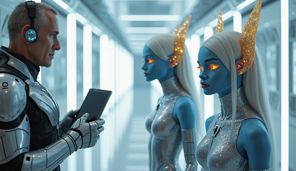 Futuristic technology with alien translation cell phones