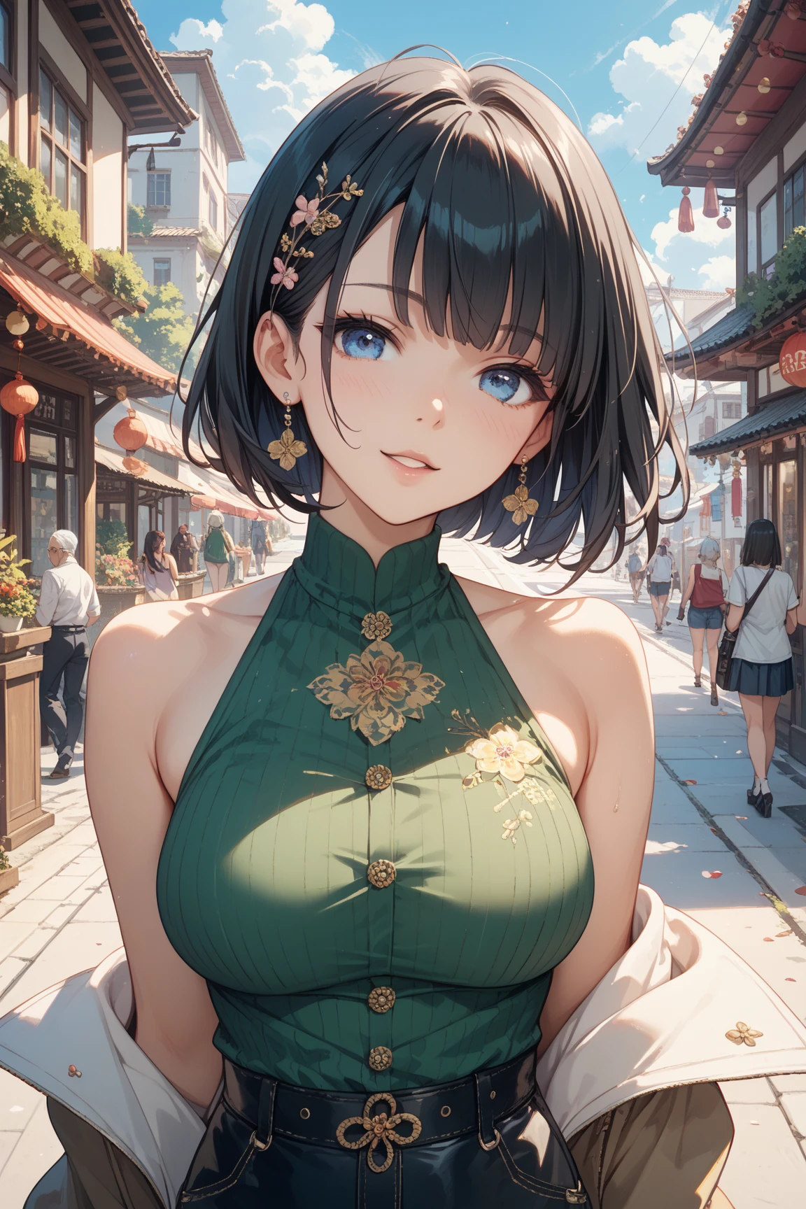 high quality、最high quality、High resolution、8K、Raw photo、whole body、Beautiful Teenage Woman、One Japanese woman、Big beautiful eyes、Medium chest、Oiran、Women、Flower Street、walk