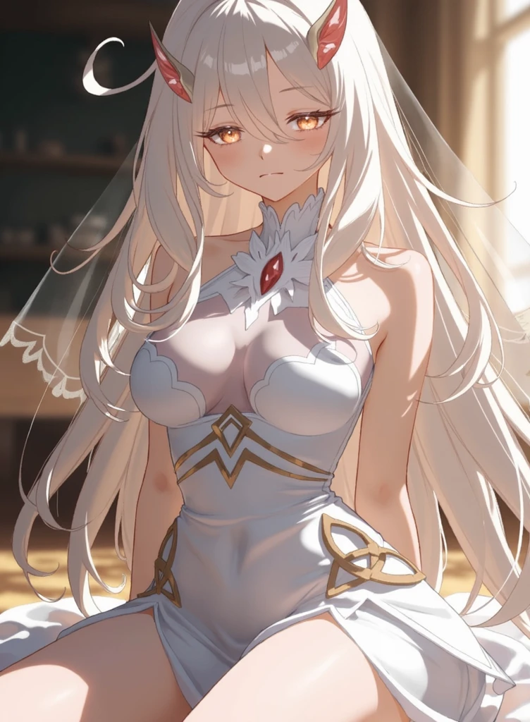 (Best quality,4K,8K,A high resolution,Masterpiece:1.2),Ultra-detailed,(Realistic,Photorealistic,photo-realistic:1.37),hdr,hyper HD,Studio lighting,Ultra-fine painting,Sharp focus,Physically-based rendering,Extreme detail description,professional,Horror,anime big breast,Sci-fi,Photography,Concept artist,A 20-year-old woman is covered in vines and plant flowers ,long  white hair, There are red marks on the forehead, Height 160cm, Pale skin, The whites of the eyes and eyes are red, small tits, Thin body type, A sly smile appeared, seen from the front, View a full-body map,((white backgrounid)),Cospaly Promotion,All roles,Shot with Canon 5D MK4,Cospali photo.