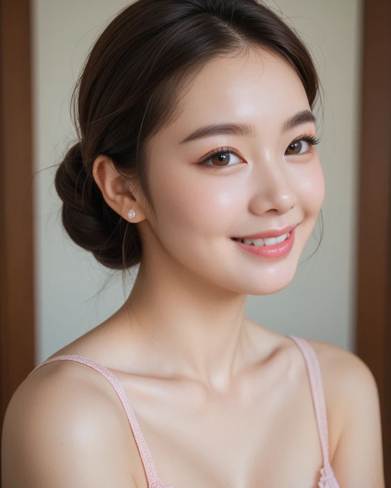 ((Best image quality, 8k, masterpiece:1.3)), A 50-year-old woman, Mature woman with wrinkles on her face:1.3, (Casual Hairstyles, Big Breastsの漏れなし:1.2), Elderly, Low-cut bra，Ultra-fine face, Detailed eyes, double eyelid，smile，Small waist，Big Breasts，close，Chest close-up，White skin，Casual background，whole body、Random sexy poses