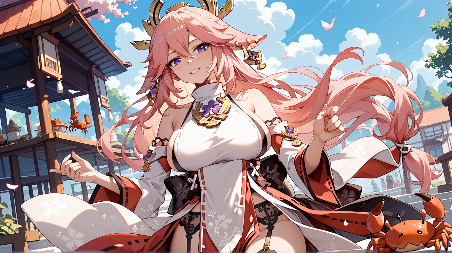 (((Masterpiece))),(((best quality))), 1girl, solo, long pink hair, blue eyes, smug smile,