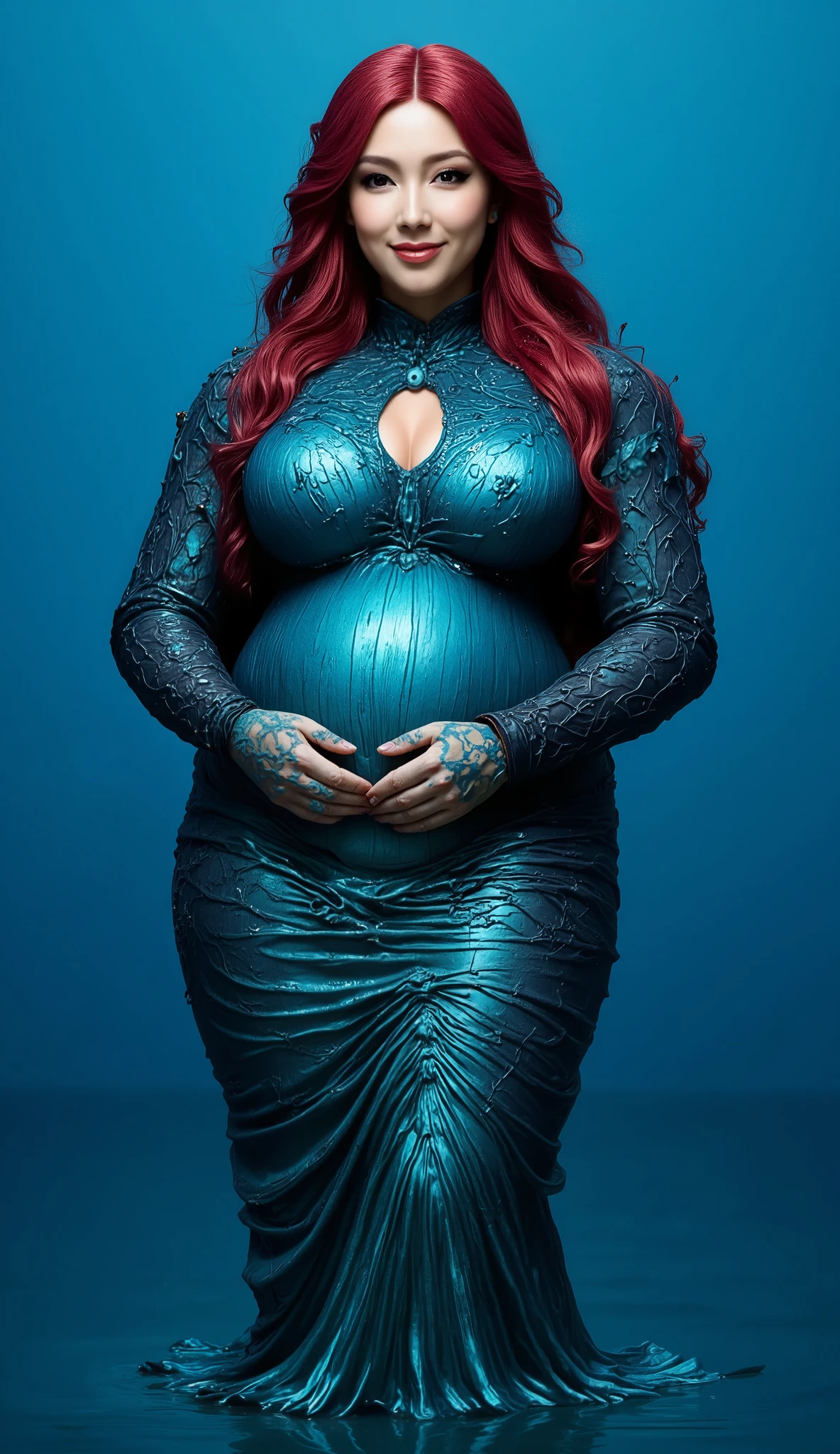 Solo Charlotte Flair , maximum Baby Bump pregnant, maximum , mamelon, Comment,Gros ventre de femme enceinte, Grande fille enceinte, maximum Belly of Pregnant, Ventre de grossesse énorme, Ventre énorme de grossesse de 9 mois, costume de princesse bleue, ((seul))