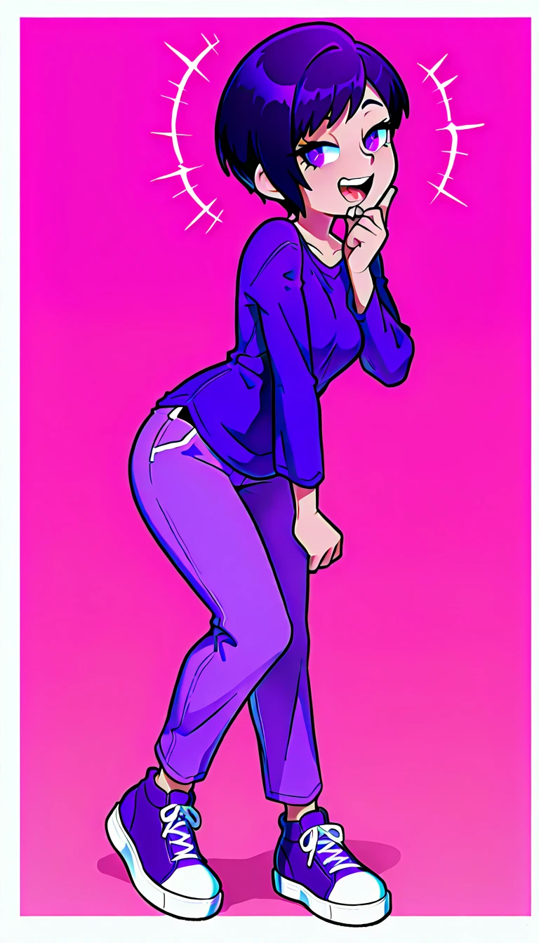 ((masterpiece, best quality)), ((27 year old)), (((Curvy))), (((Latina with long red hair))), in purple sweater, ((teal cotton panties)), (((Large Hips))), smiling, (((photo realistic)))