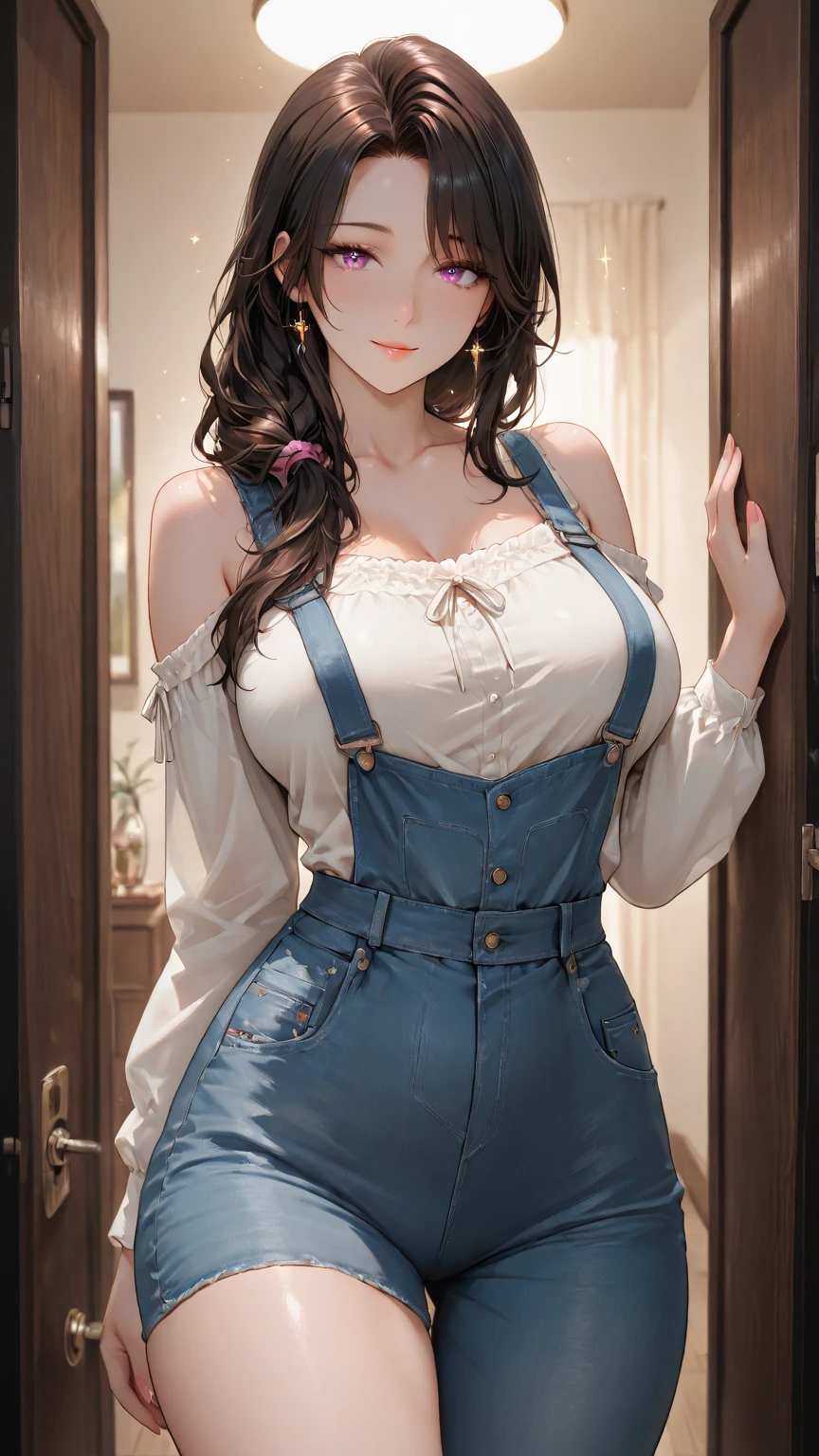 1 girl, Sozinho, chizuru, maisKatsumiEstilo, high resolution, HDR, (((best quality, masterpiece))), ultra detailed illustration, [extremely detailed face], (cowboy shot)