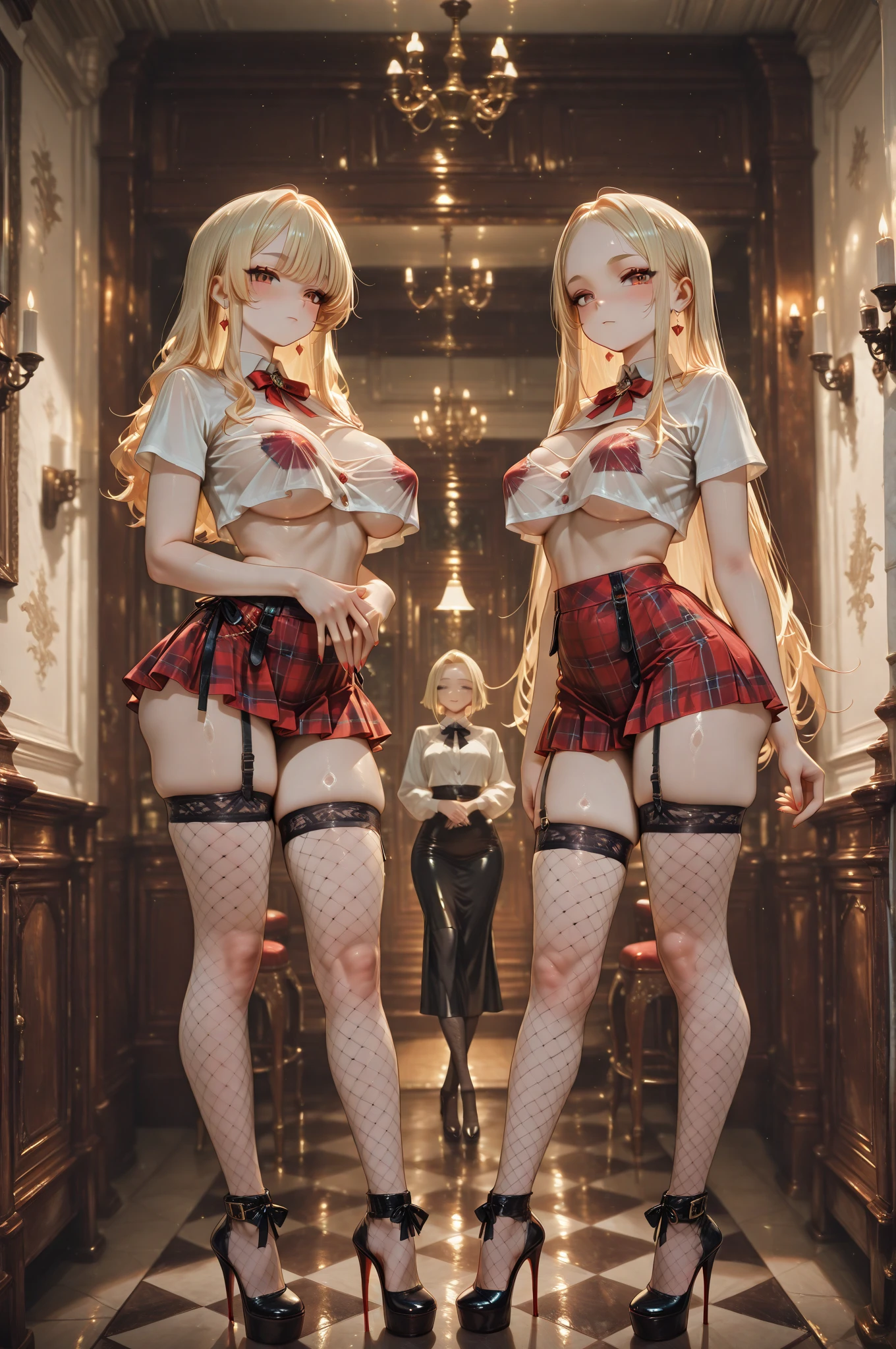 (masterpiece, best quality), intricate details, 1sologirl Cammy White from Street Fighter (standing full body toe to head by wooden pole:1.2) iron collar, arms behind back, iron cuffs, shackles, bound, bondage outfit, harness, o-ring, bondage outfit blindfolded cover eyes, happy red cheeks, chain leash collar choker neck bell shackles wristbands bracers bracelets, cleave gag