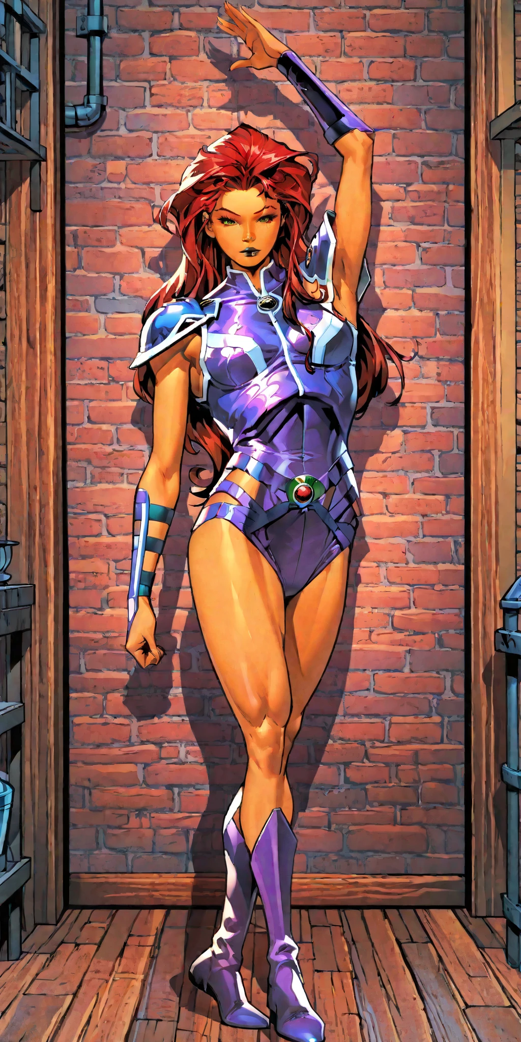Starfire face, 1 13yrs old teen girl,  Starfire teen titans, 
Realistic face, 
Young teen Face, 
star wars triple buns hairstyle, 
Freckles on her face, 
Light hazel eyes, 
Star Wars Character Model, 
Slim Athletic teen body, 
Virgin's body, 
Glistening shiny skin, 
Toned Abs, 
Small A cup Breasts, 
Dark Areolas and nipples, 
Naked, 
Virgin's vagina, 
Photo Realistic detailed vagina, 
pink Labia, Detailed labia; 
"Kneeling in the rubble of a destroyed building, Starfire shoulders slump in defeat. Blood trickles from a cut on her forehead and dirty, reflecting the intensity of her recent fight."