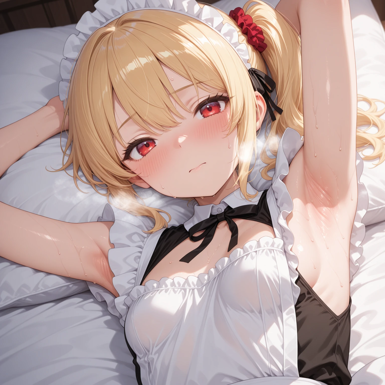 Masterpiece,masterpiece,top quality,super detailed,high resolution,high resolution,8k kin portrait,unity,8k wallpaper high definition c,unity 8k wallpaper,cute type,little:1.5,loli:1.5,,realistic,real person,. Cute,little,portrait,glossy skin,high definition,(16years:1.2),(1 girl),(on bed),(bed room:1.6),cute,perfect face,seriously (blush:1.5),((cute:1.5)),(blonde ponytail:1.5),big breasts:1.3,((french maid costume:1.3)),(((clothes lifted:1.5))),((nipples:1.2)),showing vagina,(spread legs:1.5),,((sex:1.8)),((1boy:1.8)),((vaginal penis:1.2)),(lying:1.8),(orgasm face:1.5),(embarrassed,blush:1.3),((intercourse with a man)),boy on top:1.5,(POV hands,grab legs:1.5),legs up,(team:0.8),(wet:0.8),(sweat:0.8),(trembling:1.3),(parted lips:1.3),(harf open eyes:1.4),(feeling weak:1.2)