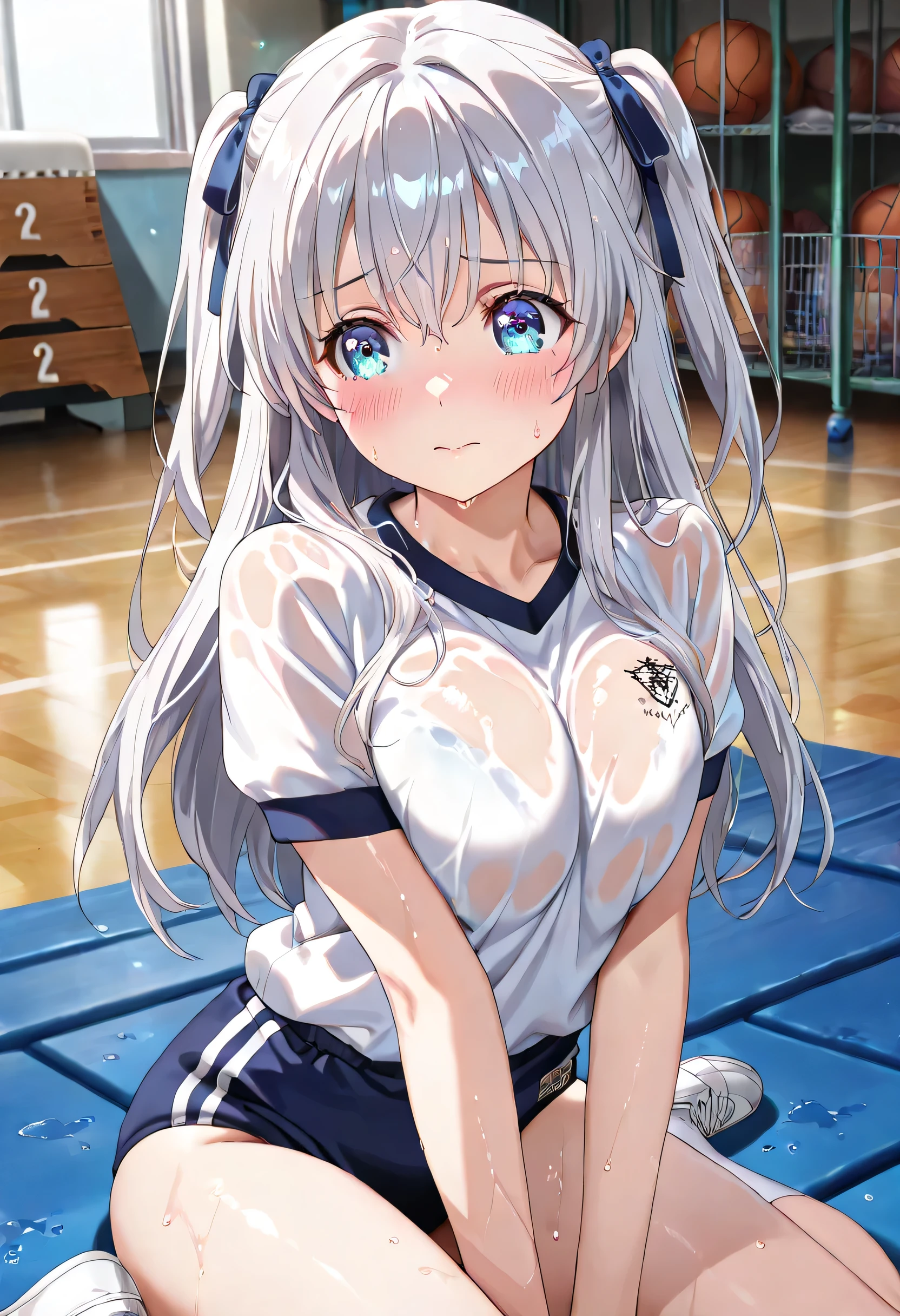 (((masterpiece))),(((best quality))),(ultra-detailed,high resolution:1.2),(illustration),((an extremely delicate and beautiful)),(detailed background), POV, ((((handjob)))), ((((ejaculation, projectile cum)))), veiny penis, ((((wrestling ring)))), ((1petit girl)and(1 boy)), multiple boys, hetero, ((((1petit girl,short stature)))),((((miyako/(blue archive/)))),official style, (slender body:1.4), (long hair,ponytail),white hair,bangs, purple eyes, (flat chest), covered navel, collarbone, pale skin,shiny skin, ((She wears micro bikini, thigh high socks), (seductive grin smug), (cum on clothes,cum on body,excessive cum:1.4),cum facial,bukkake,cum on hair,cum on pussy, clothing aside, clothed, (1muscular boy,tall stature:1.4), large penis, trembling, text,
