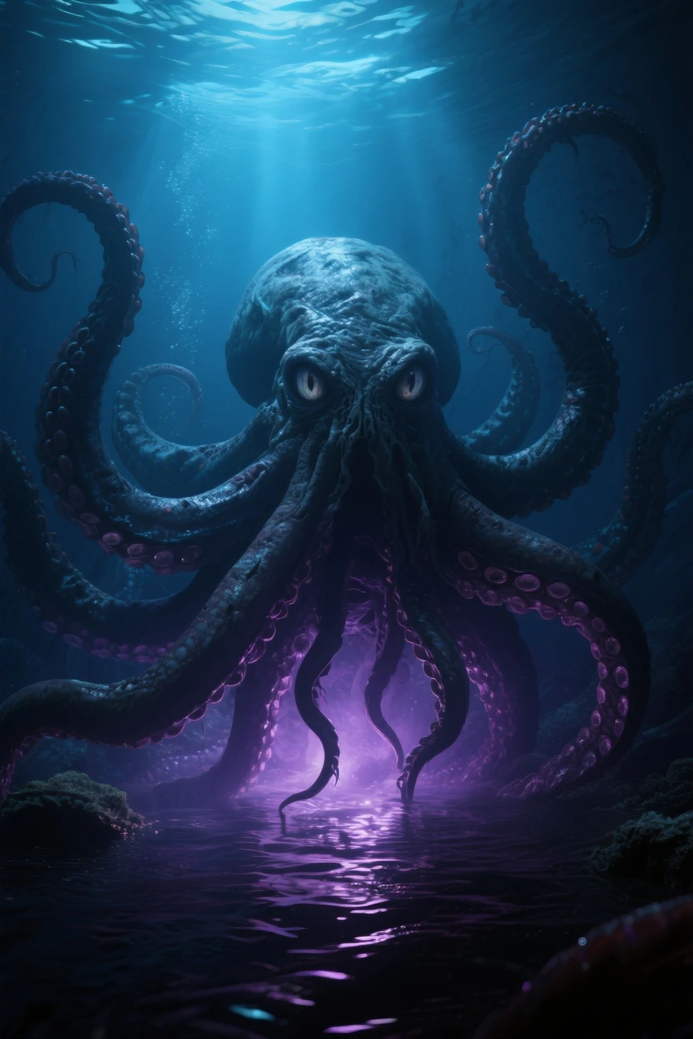 ancient void beholder, horror creature, monster, darkness, low light, high contrast, deep space, many tentacles, (8k, high definition)