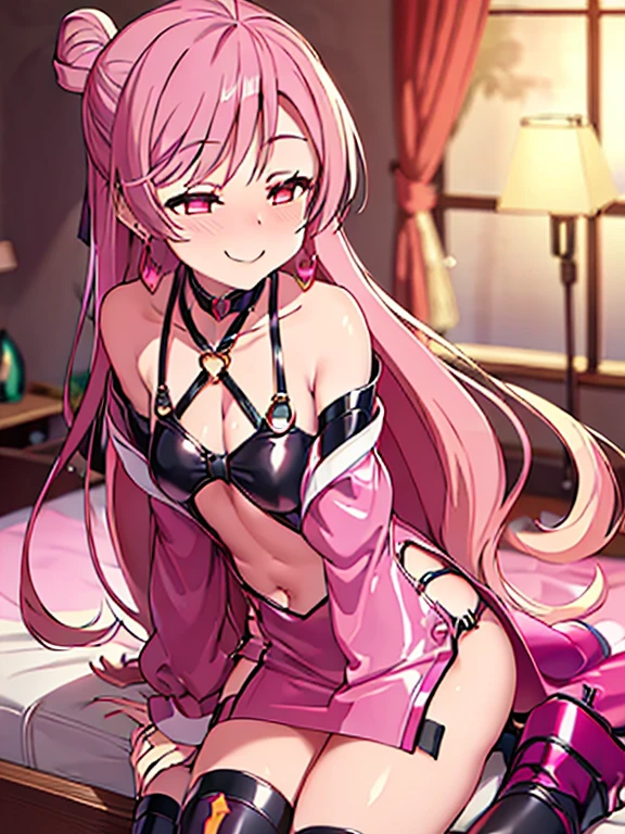 anime girl in pink dress with big bow sitting on floor, cute anime waifu in a nice dress, loli in dress, seductive anime girl, anime moe artstyle, pretty anime girl, attractive anime girl, beautiful anime woman, beautiful anime girl, beautiful alluring anime woman, (anime girl), beautiful alluring anime teen, smooth anime cg art, ecchi anime style
