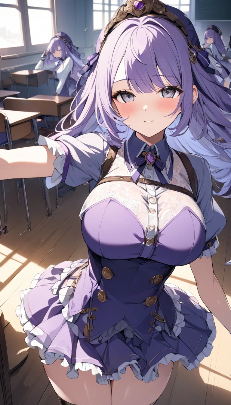(highest quality:1.4),unreal engine,masterpiece,super resolution, very detailed, (1 woman:1.3),big breasts, waist, thin, open mouth,(muscular:0.8) ,(light blue long hair:1.2),aroused,close eye,long skirt,(blush:1.3),Surprised,in the King's Hall,Eyes Wide Open,(Look at the crotch:1.1),(girl trembling with sexual climaxl climax:1.5)