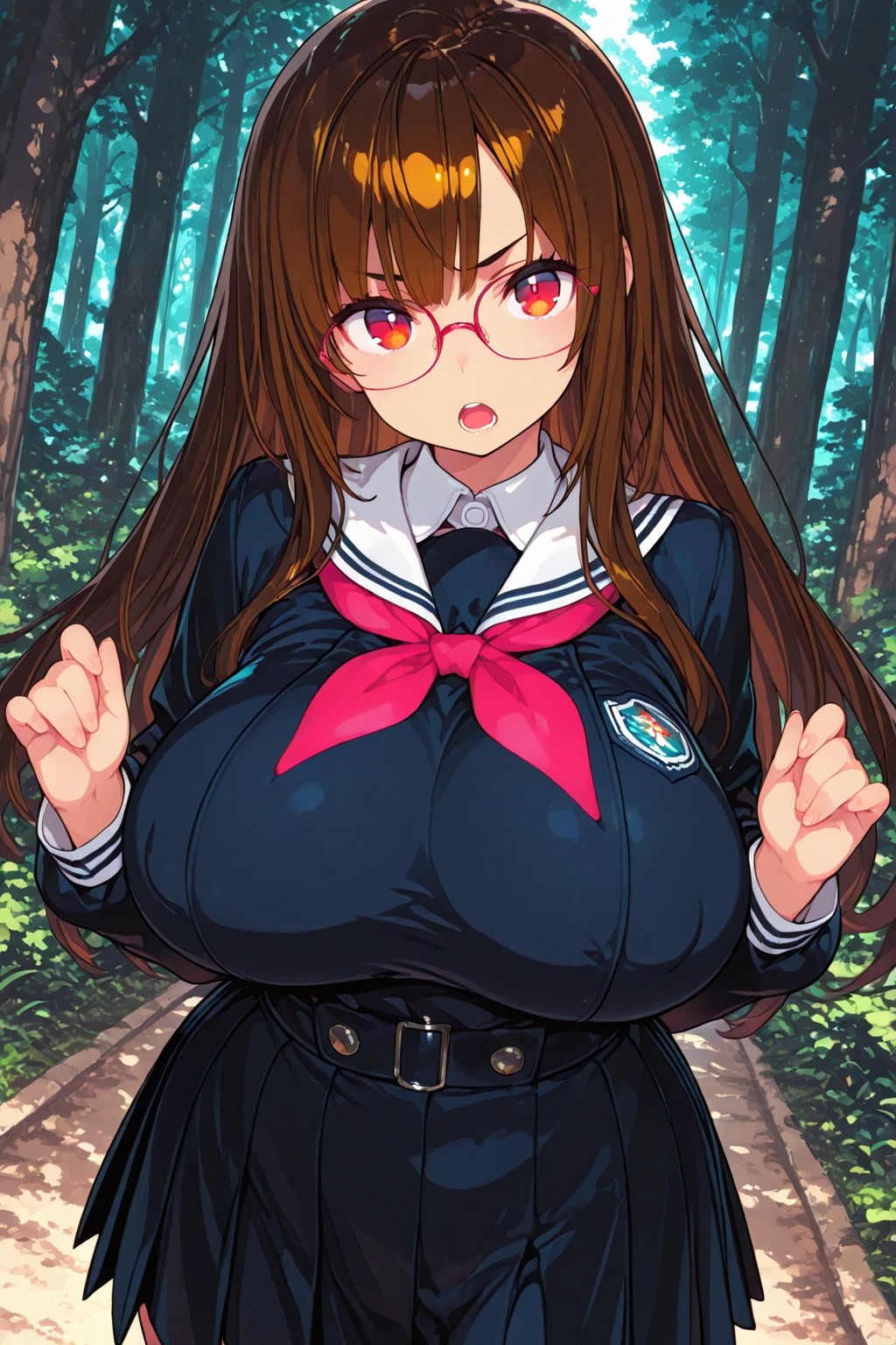 masterpiece, highest quality, nico_Yazawa,High resolution, 1 girl, alone, Brown Hair, short hair, Twin tails、Purple eyes, Cowboy Shot, Frill dress, , Pink Dress, (Cleavage)、(Beautiful thighs)、city, Outdoor, garden, carrying a red school bag, (randoseru backpack:1.0)、Chibi Cute:1.5
((((Breast milk))))((((Big Breasts))))（Paiman)、((Nipples))