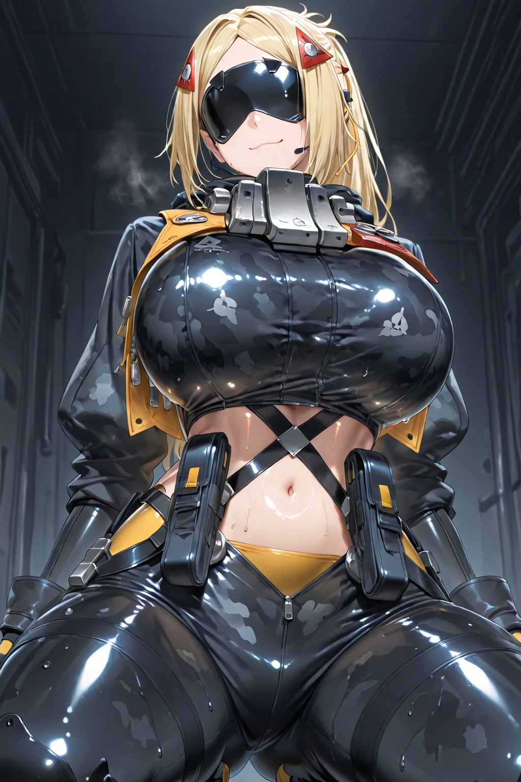 Best Quality, Hi-Res, Girl 1, Android 18, Solo, Blonde Hair, Blue Eyes, Pearl Necklace, Bracelet, Short Hair, Big, (Ruins: 1.3), (Torn Clothes: 1.5), Seated, Expressionless, Hu Sitting, Sensual Gravure Idol, Pimp Pans, NSFW breasts), hdri, extremely naked, nude, nua, pelada, nsfw, perfect proportions human body, gigantic breast 1.9