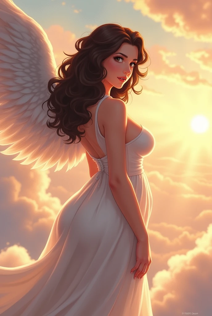An anime girl with big tits but how God brought her into the world