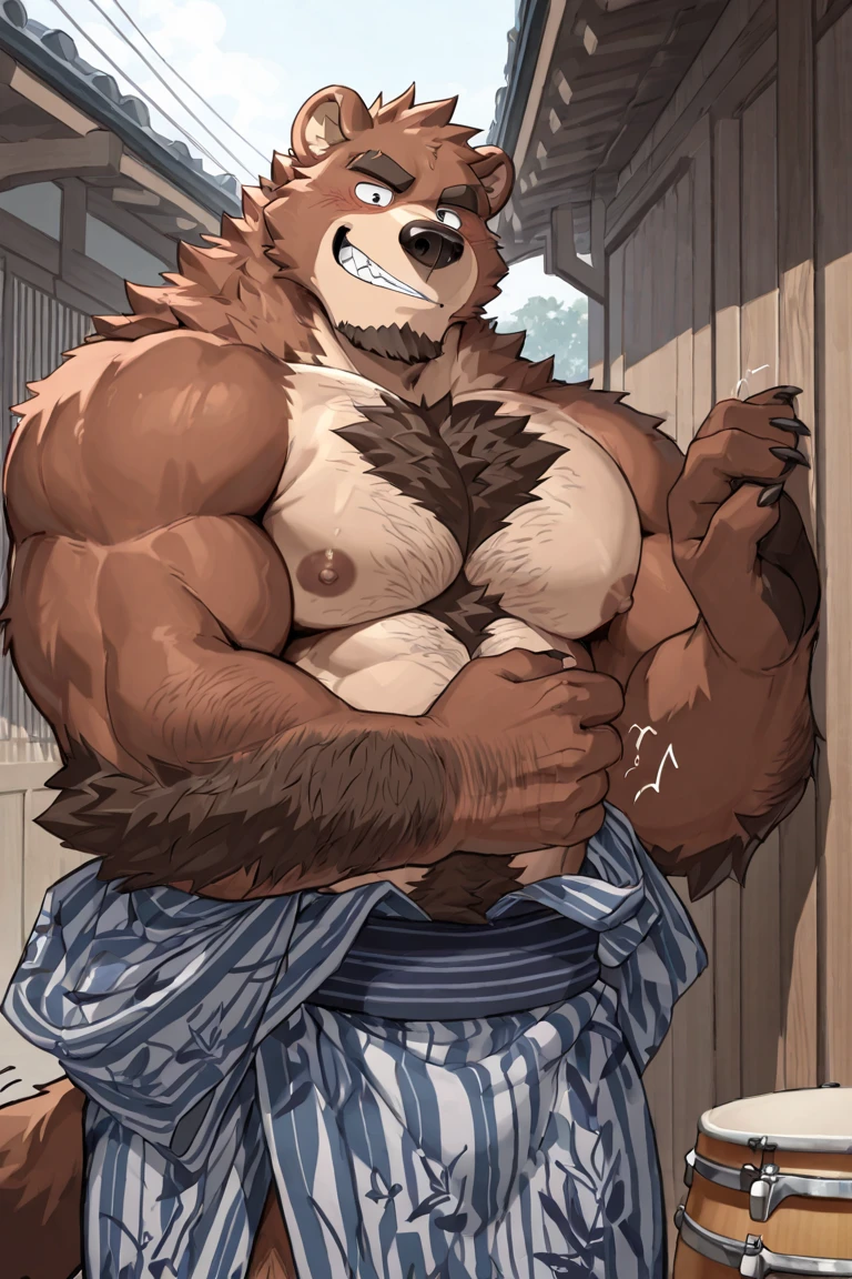 highest res, red panda, anthro, 4 fingers, most realistic detailed accurate blurred background, middle aged mature male in early 50's, musclegut, musclegut anthro, musclegut male, tail, standing in most realistic detailed 1990's american dojo, solo, by dramamine, by nanoff, by minedoo, by dream_and_nightmare, by horrorbuns, very fluffy multi tone red panda fur, full body view, most realistic most detailed red panda fur pattern, color, and markings, most calm relaxed casual most tough and manly face, dynamic most tough and manly masculine calm relaxed casual happy pose, smiling, smiling at viewer, frontal view, fully front facing view, american, 1990's, average height most fat and chubby most sexy stocky muscular body, dad bod, daddy, dilf, open mouth, open eyes, detailed dark pupils, nude male, perfect quality, masterpiece, perked up ears, not facing viewer, without text, indoors, closeup, most detailed huge pecs and moobs, most detailed slightly big belly, most realistic body proportions, most tough and manly, most detailed red panda teeth, hdr, 8k, most detailed short red panda hair, most detailed short most tough and manly mature most accurate masculine hairstyle, an14, best anatomy, perfect ergonomics, noon, e621, most masculine male, very sweaty fur, most detailed deep navel, most detailed medium sized nipples, nipple tips and areolas, medium sized detailed saggy hairy balls, medium sized very thick long realistic most detailed anatomically correct fully flaccid uncircumcised penis, realistic very detailed penis tip head of penis fully covered by foreskin and very detailed thick slightly long foreskin, most detaileed pubes