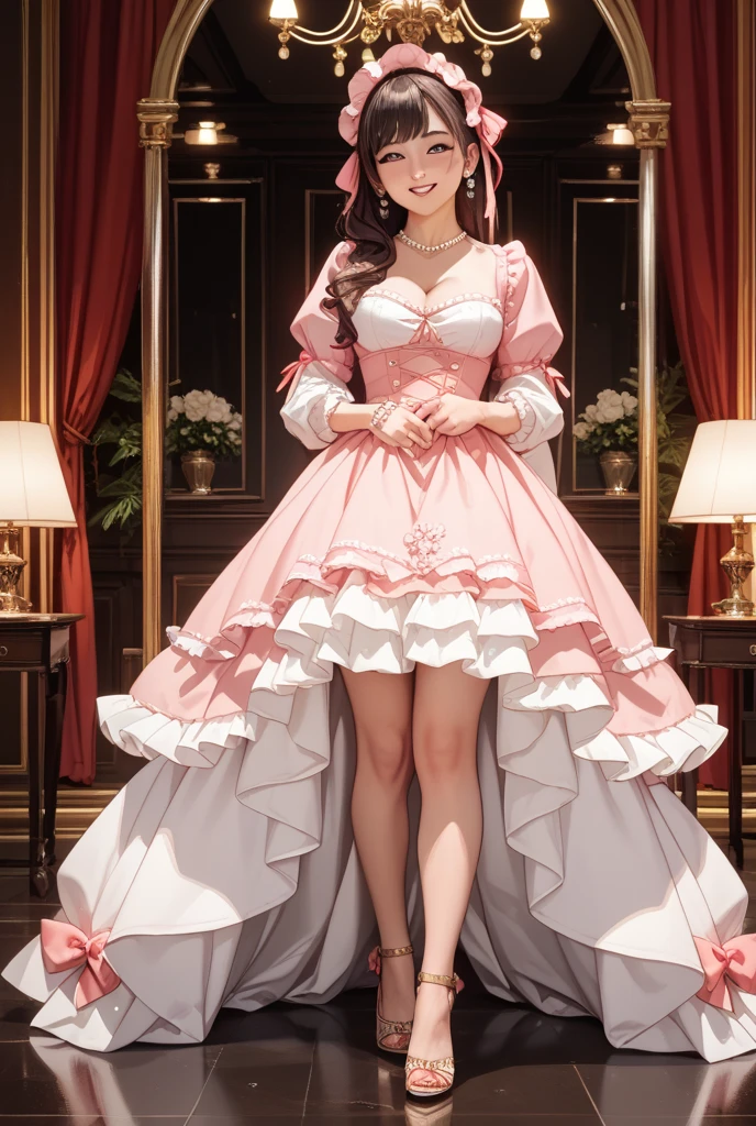 glossy bimbo,
((Masterpiece, best quality)), ballgown,edgPreppy, a woman in a ([set of edgPreppy clothes,blazer|ballgown,ribbons,frills]::0.5) posing for a picture ,wearing edgPreppy with ballgown, <lora:edgPreppyGown:0.65>