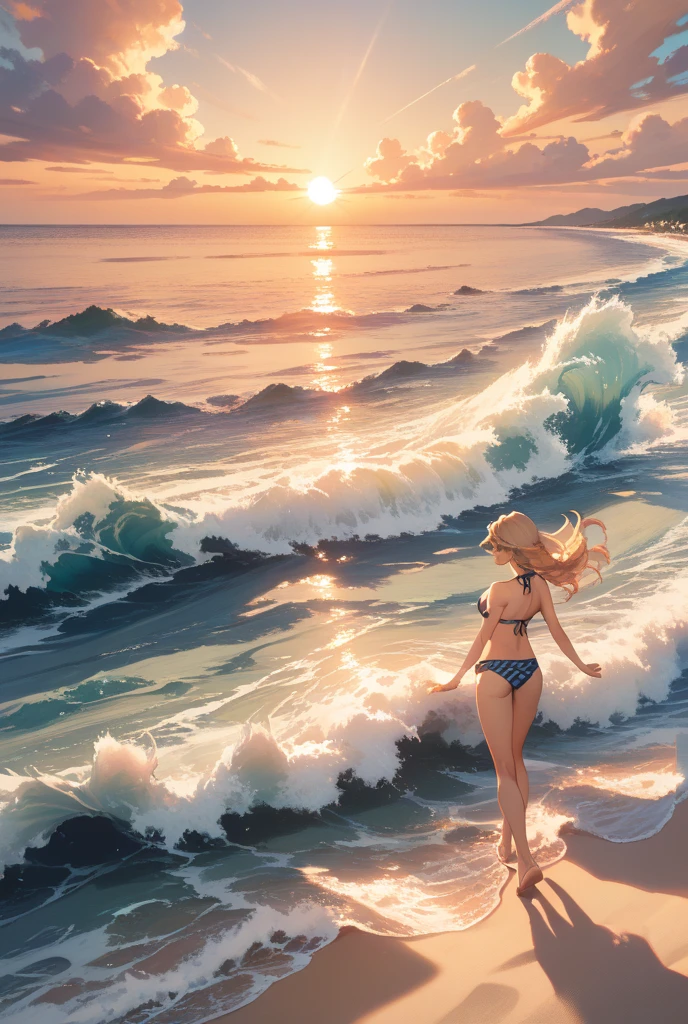 ((Masterpiece)), (((Best quality))), ((Ultra-detailed)), (Amazing:1.1), Beautiful, Nature, Cliffs and waves, Big wind, wind blown, Line Cloud,Light shoot from the cloud,White sea foam, (Stand on a rocky reef with high and low elevations:1.4),(1 girl:1.3),Solo,elf,blonde with blue eyes,Long hair,(Greek white robes:1.3),(The upper thorax is cut outward:1.3),(Lateral pubic incision:1.3), an award winning photograph, BLN-L24, exposure,High contrast,Low saturation,High saturation 8k 3D, F 2.8lens, Aerial view, Cinematic lighting